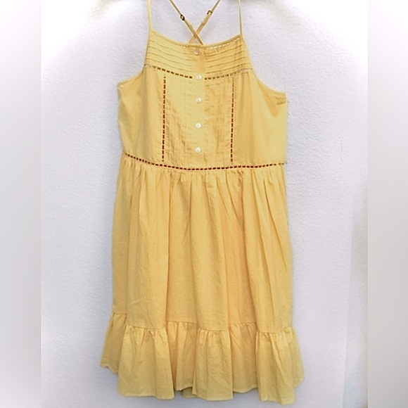Taylor & Sage Eyelet Yellow Ruffle Tiered Hem Sundress M - Picture 1 of 11